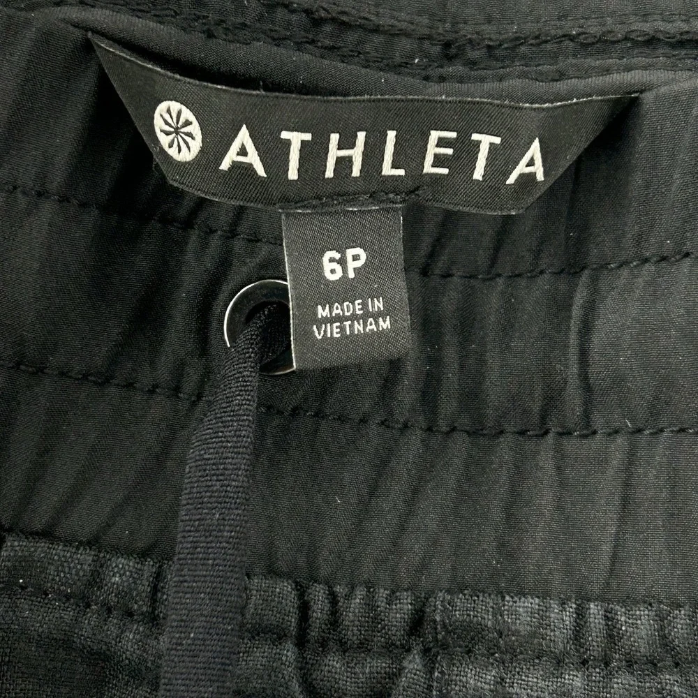 Athleta Cabo Linen Jogger Pants Women Size 6 Petite Black Activewear - Picture 3 of 10